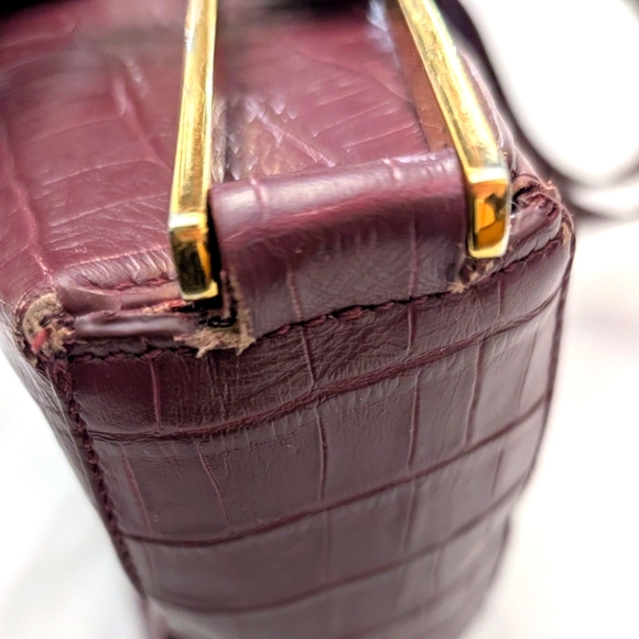 DeMellier Burgundy Croc Effect Bergen Bag - Picture 15 of 16